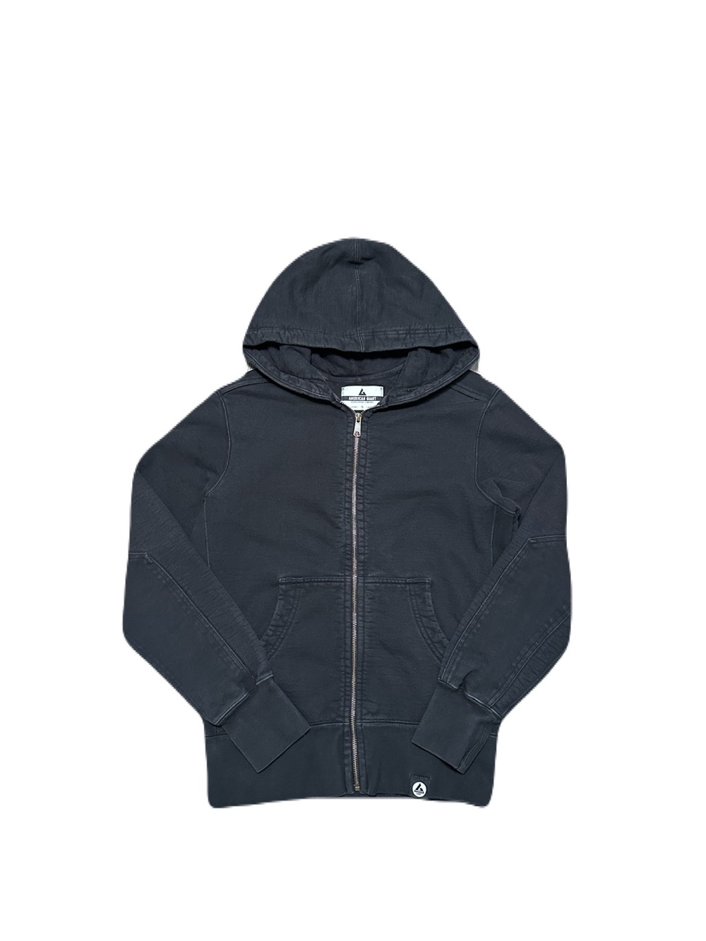 American Giant Heavyweight Black Full Zip Elbow Pad Hoodie Men’s Small